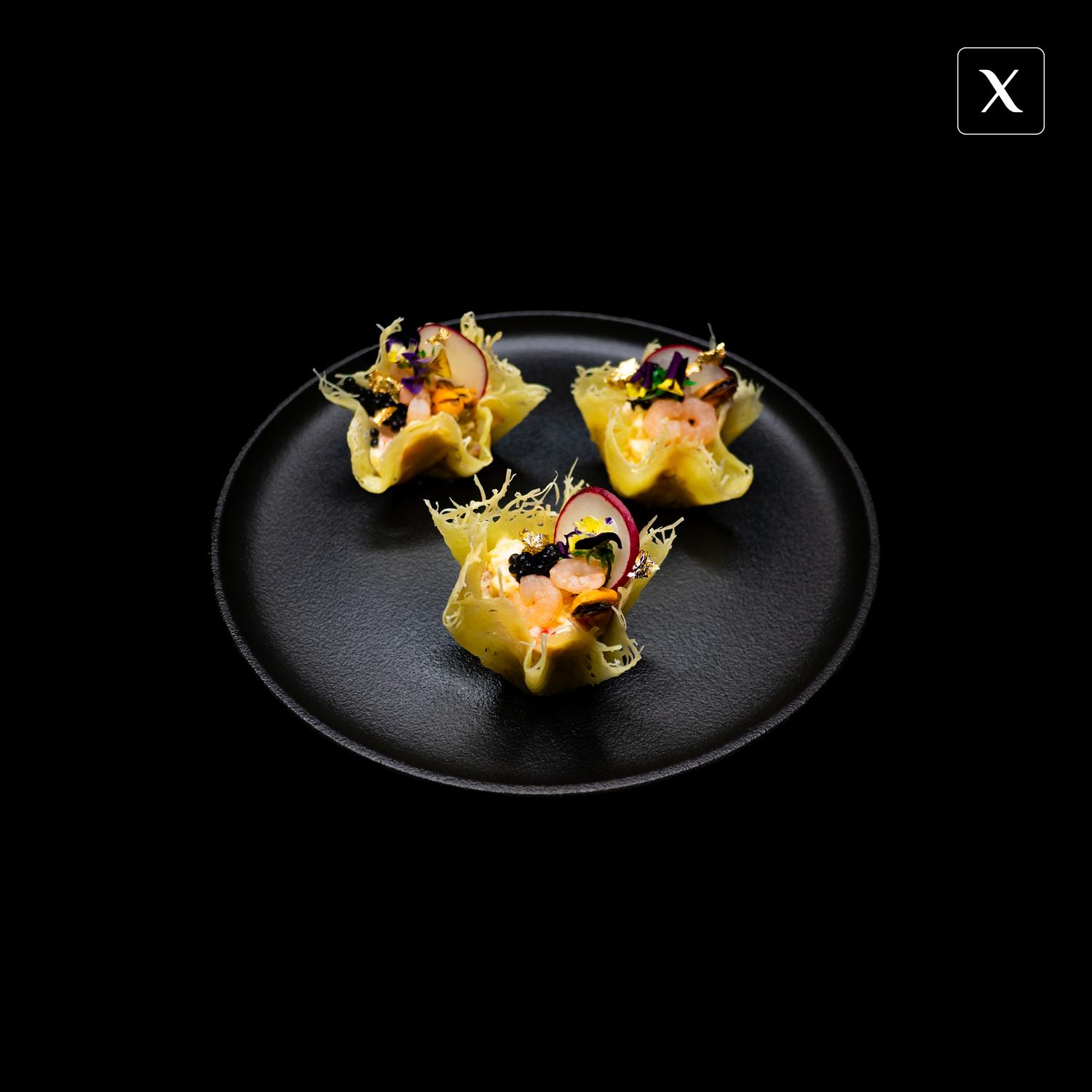 Сырная корзинка с креветками