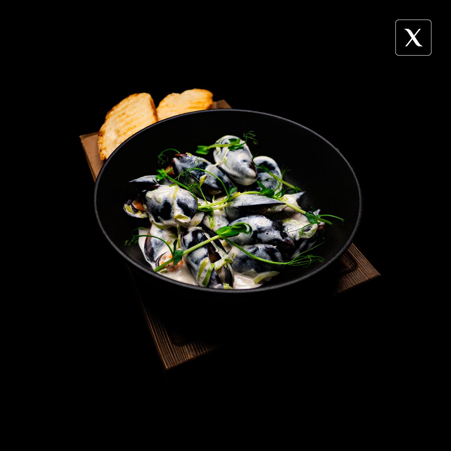 Сырные мидии в сливочно чесночном соусе