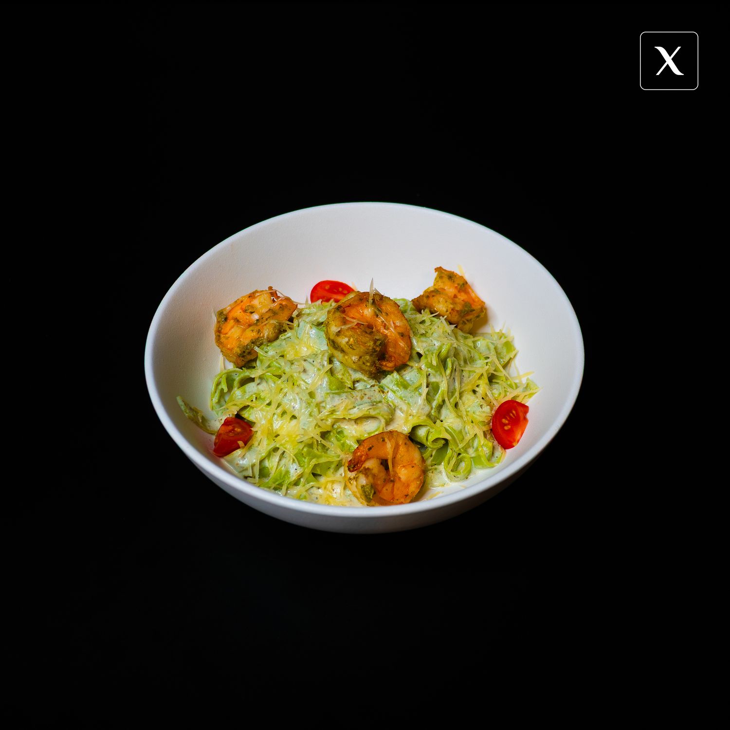 Тальятелле с креветками в соусе песто